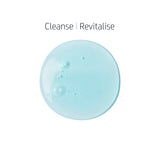 Texture of Shower Gel showing translucent light blue gel