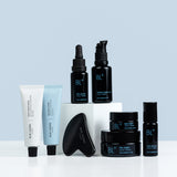 Ultimate Indulgence Set showing Blue Lagoon Skincare products arranged on a light blue background